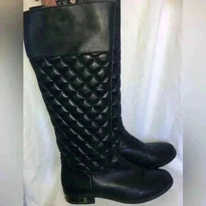 Vince Camuto Black Quilted Leather Knee High boots Sz 7.5